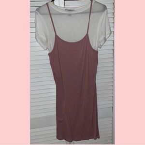 Forever 21 White and Pink Layered Midi Dress